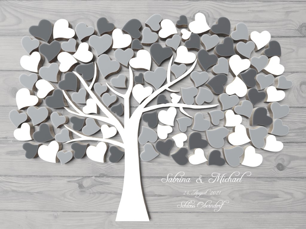 Vendégkönyv esküvőre 3D fahatású bézs szívfával